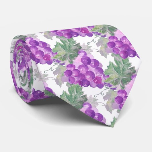 Originele Waterverf Druif Cluster Pattern Stropdas (Opgerold)