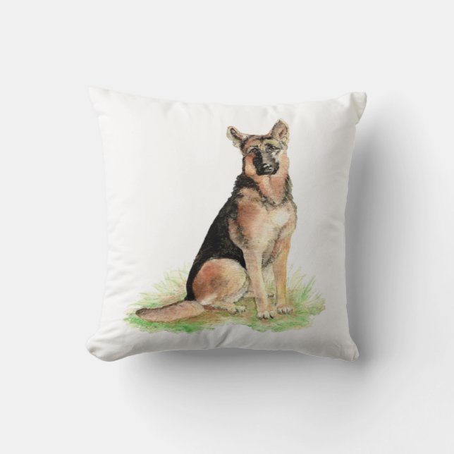 Originele Waterverf German Shepherd Dog Pet Kussen (Voorkant)