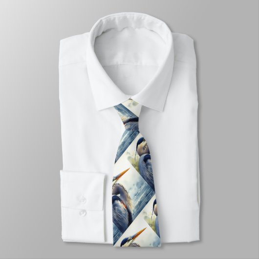 Originele Waterverf Grote Blauwe Heron Vogel Wildl Stropdas (Gebonden)