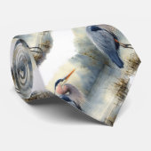 Originele Waterverf Grote Blauwe Heron Vogel Wildl Stropdas (Opgerold)