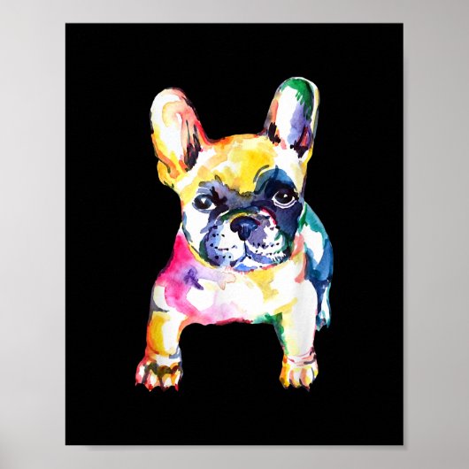 Originele Waterverf Hand French Bulldog Gift Poster (Voorkant)
