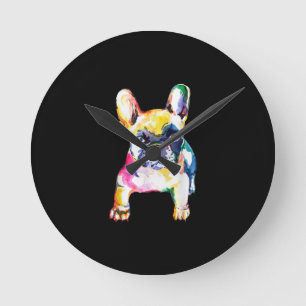 Originele Waterverf Hand French Bulldog Gift Ronde Klok