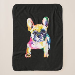 Originele Waterverf Hand French Bulldog Gift Sherpa Deken