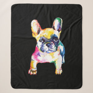 Originele Waterverf Hand French Bulldog Gift Sherpa Deken