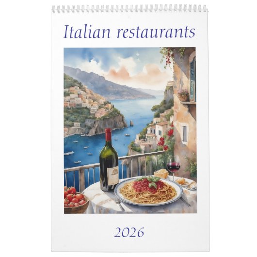 Originele Waterverf Italiaans Restaurant 2026 Kalender (Hoes)