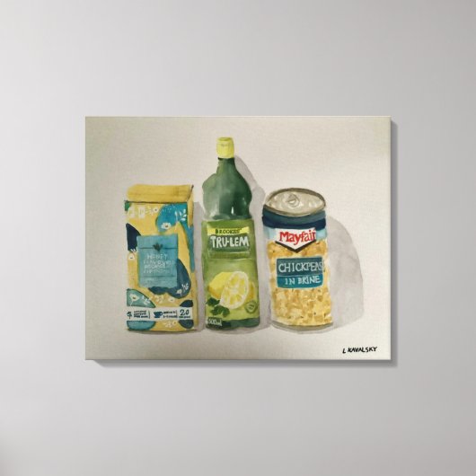 Originele Waterverf "Kamille Tea & Citroensap" Canvas Afdruk (Voorkant)