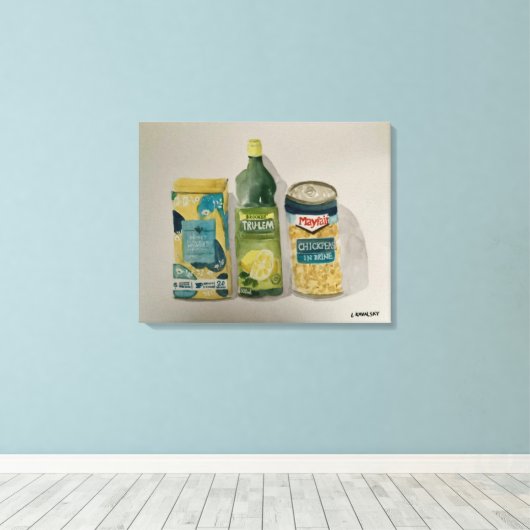 Originele Waterverf "Kamille Tea & Citroensap" Canvas Afdruk (Insitu (Houten vloer))