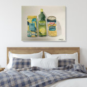 Originele Waterverf "Kamille Tea & Citroensap" Canvas Afdruk (Insitu (Slaapkamer))