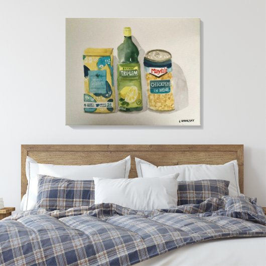 Originele Waterverf "Kamille Tea & Citroensap" Canvas Afdruk (Insitu (Slaapkamer))
