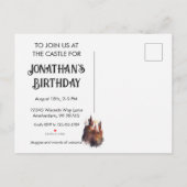 Originele Waterverf Kasteel Verjaardag Uitnodiging Briefkaart (Achterkant)