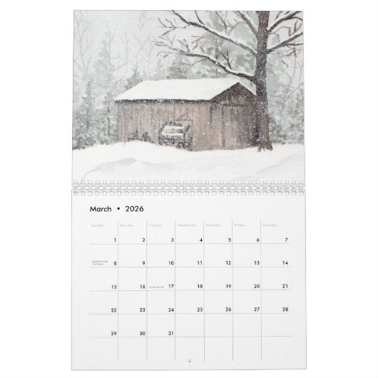 Originele waterverf kunst wandkalender kalender (Mar 2026)