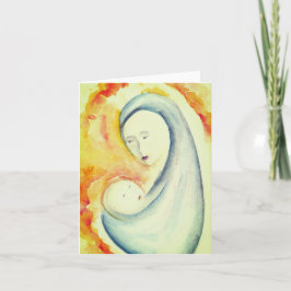 Originele Waterverf Madonna en Kind Blank Bedankkaart