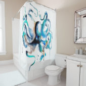 Originele Waterverf Octopus Shower Curtain Douchegordijn (In situ)