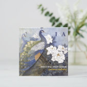 Originele Waterverf Peacock Pair Wedding Invite Kaart (Staand voorkant)