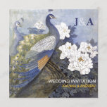 Originele Waterverf Peacock Pair Wedding Invite Kaart<br><div class="desc">Prachtige, glamoureuze en zeldzame reproductie-kopie van een origineel Chinees schilderij van de waterverf van bloemen en vogels met een pauw-paar dat geniet van de lentepuniebloesems samen. Ontworpen voor je Aziatische thema's/Chinees-thema's/voetzoekers-thema's bruiloften, verlovingen, verjaardagen of gerelateerde feestelijkheden. Alle standaardtekst kan volledig met uw eigen formuleringen worden aangepast, en u kunt de...</div>