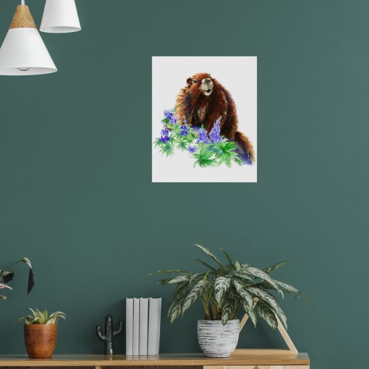 Originele Waterverf Print Marmot Groundhog Animal (Woonkamer 1)