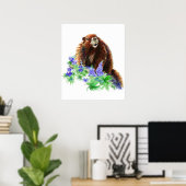 Originele Waterverf Print Marmot Groundhog Animal (Thuiskantoor)