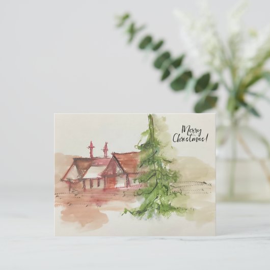 Originele waterverf schets briefkaart (Staand voorkant)