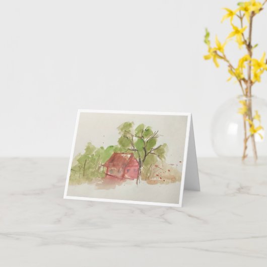 Originele Waterverf schets Kaart (Gele Bloem)