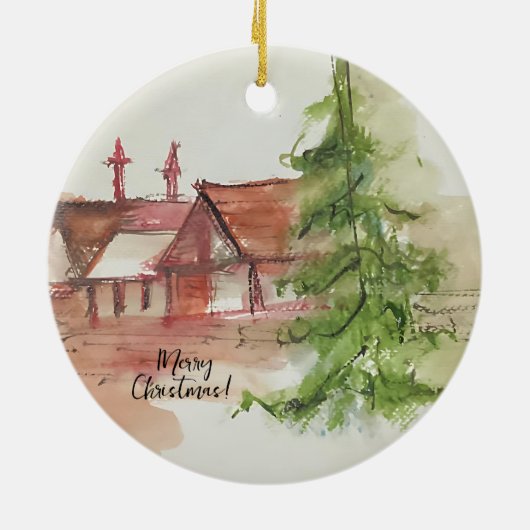 Originele waterverf schets keramisch ornament (Achterkant)