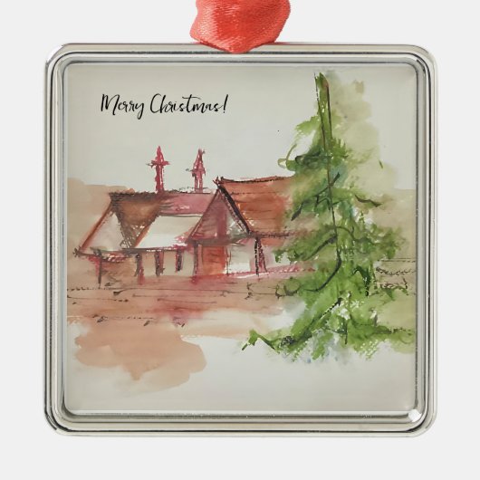 Originele waterverf schets metalen ornament (Voorkant)