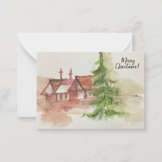 Originele waterverf schets notitiekaartje