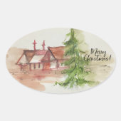 Originele waterverf schets ovale sticker (Voorkant)