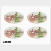 Originele waterverf schets ovale sticker (Vel)