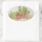 Originele waterverf schets ovale sticker (Tas)