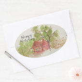 Originele waterverf schets ovale sticker (Envelop)