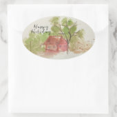 Originele waterverf schets ovale sticker (Tas)