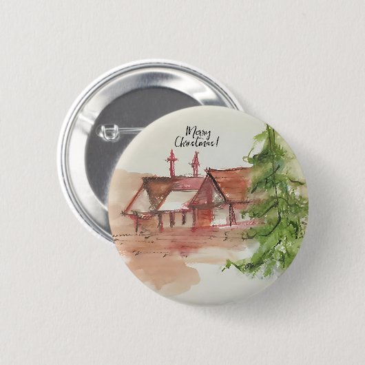 Originele waterverf schets ronde button 5,7 cm (Voorkant /achterkant)