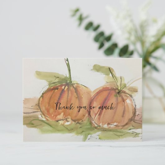 Originele waterverf sketch Pumpkin Bedankkaart (Staand voorkant)