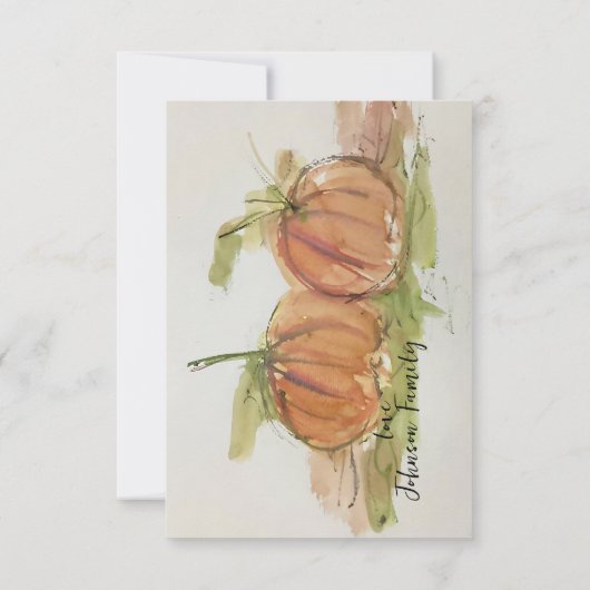 Originele waterverf sketch Pumpkin Bedankkaart (Achterkant)