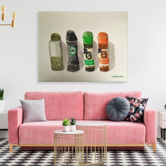 Originele Waterverf specerijen Canvas Afdruk (Insitu (Woonkamer))