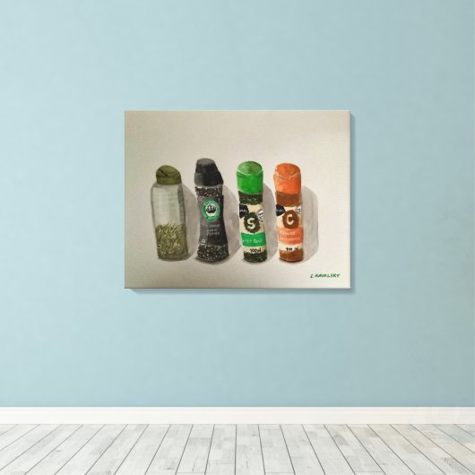 Originele Waterverf specerijen Canvas Afdruk (Insitu (Houten vloer))
