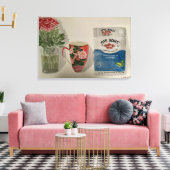 Originele Waterverf "Strong Tea & Rozen" Canvas Afdruk (Insitu (Woonkamer))
