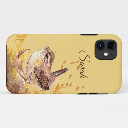 Originele Waterverf Vogel Schattige Huis Wren Cust Case-Mate iPhone Case (Achterkant (horizontaal))