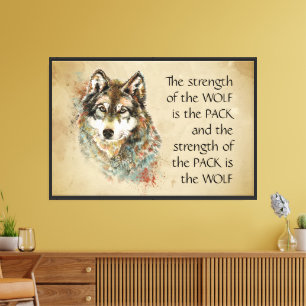 Originele Waterverf Wolf & Pack Familie Quote Canvas Afdruk