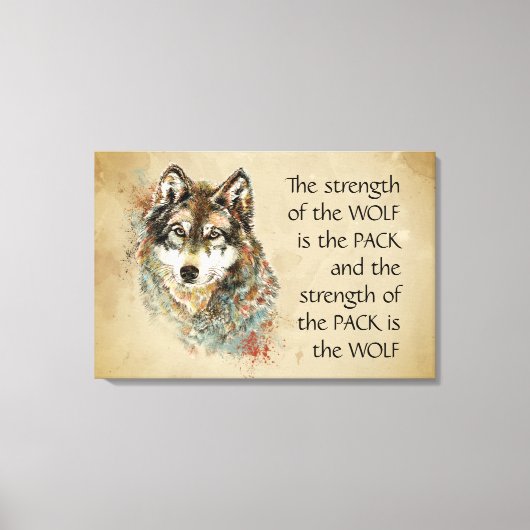 Originele Waterverf Wolf & Pack Familie Quote Canvas Afdruk (Voorkant)