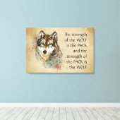 Originele Waterverf Wolf & Pack Familie Quote Canvas Afdruk (Insitu (Houten vloer))
