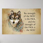 Originele Waterverf Wolf & Pack Familie Quote Poster (Voorkant)