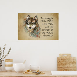 Originele Waterverf Wolf & Pack Familie Quote Poster