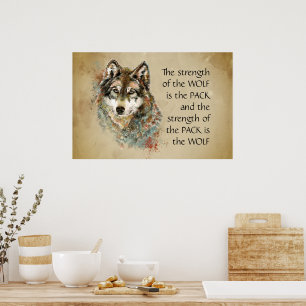 Originele Waterverf Wolf & Pack Familie Quote Poster
