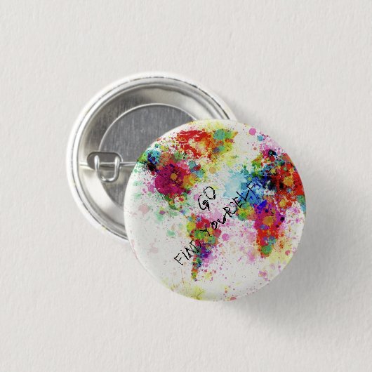 Originele wereldkaart ronde button 3,2 cm (Voorkant /achterkant)