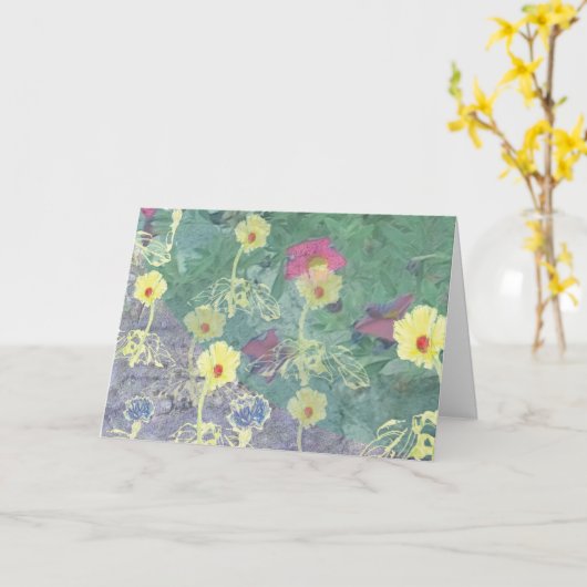 Originele Wildflower-kunst voor elke gelegenheid b Kaart (Gele Bloem)