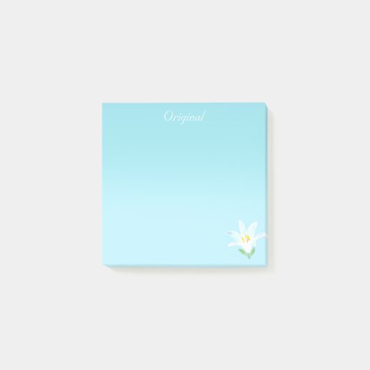 Originele Witte Amaryllis Bloem op Lichtblauw Post-it® Notes (Voorkant)