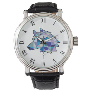 Originele Wolf Head grafische kunst   Profiel Wolf Horloge
