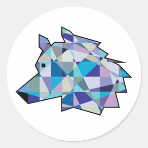 Originele Wolf Head grafische kunst Profiel Wolf Ronde Sticker