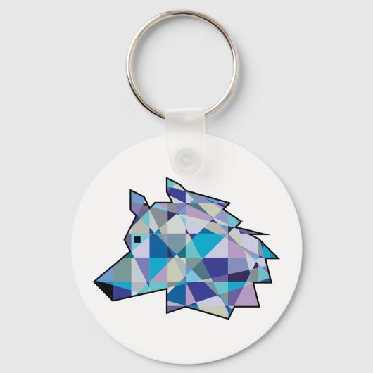 Originele Wolf Head grafische kunst | Profiel Wolf Sleutelhanger (Voorkant)